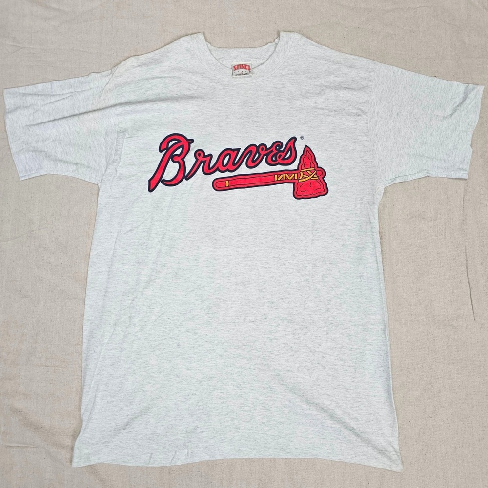Nutmeg Mills Atlanta Braves Steve Avery #33 Gray Cotton Tee 90s Single Stitch